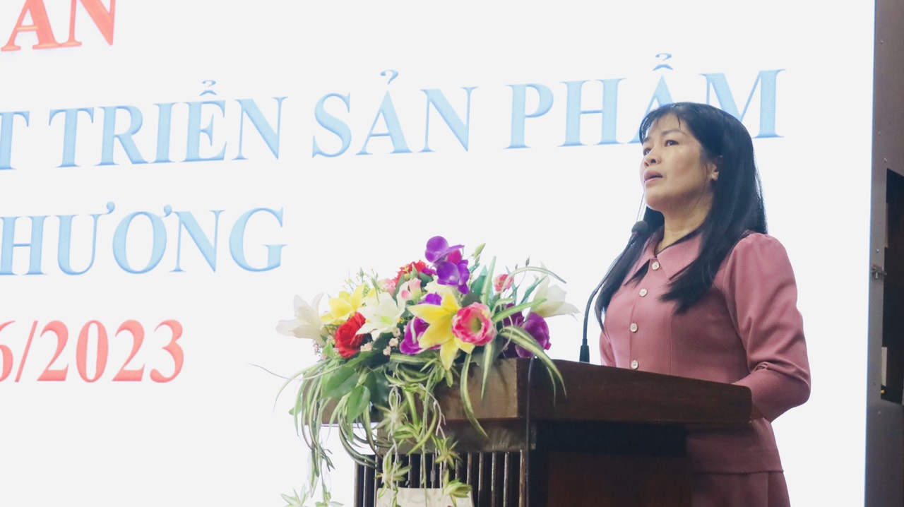 Bà Nguyễn Thụy Phương Hiếu - Phó Giám đốc Sở VHTTDL phát biểu khai mạc lớp tập huấn