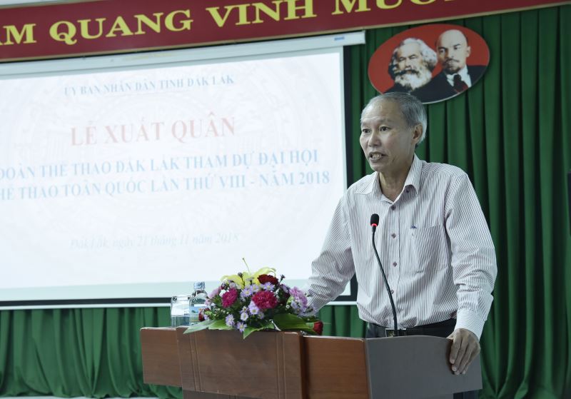 Giám đốc Sở VHTT&DL Thái Hồng Hà phát biểu tại lễ ra quân