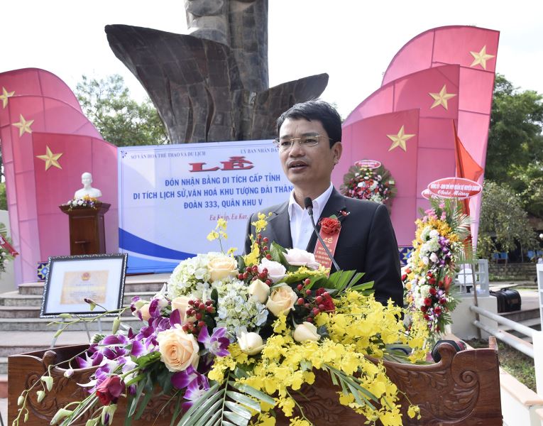 Ông Đặng Gia Duẩn, Phó Giám đốc Sở VHTTDL phát biểu tại buổi lễ