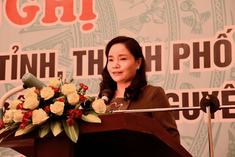 Bà Trịnh Thị Thủy, Thứ trưởng Bộ Văn hóa – Thể thao và Du lịch phát biểu chỉ đạo hội nghị