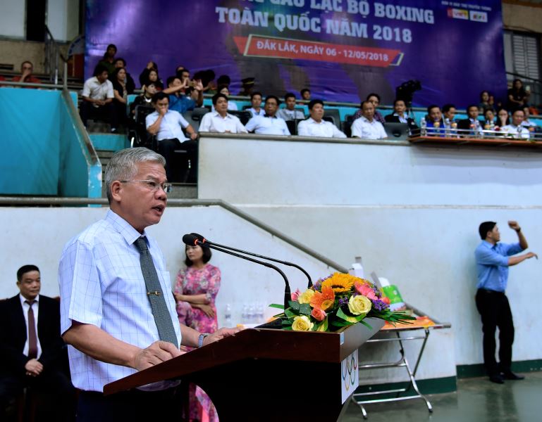 Phó Giám đốc Sở VHTTDL Đắk Lắk - Phó Ban tổ chức giải Phạm Tâm Thanh phát biểu khai mạc giải