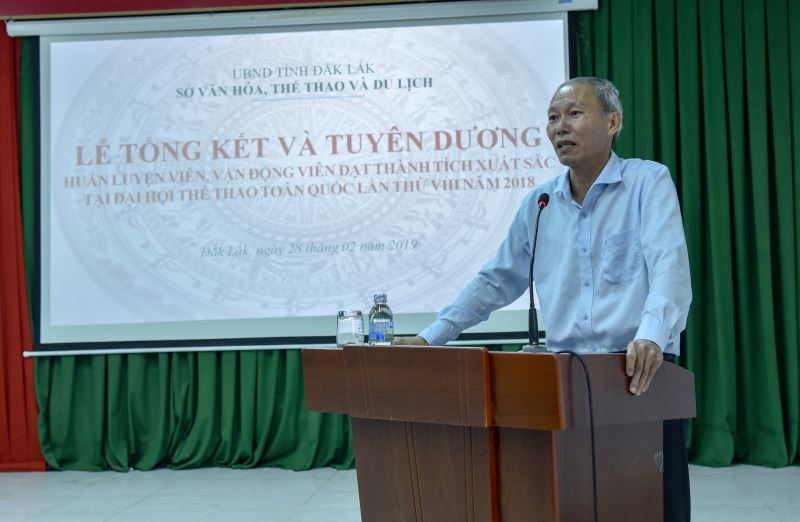 Giám đốc Sở Văn hóa, Thể thao và Du lịch Thái Hồng Hà  phát biểu tại buổi lễ
