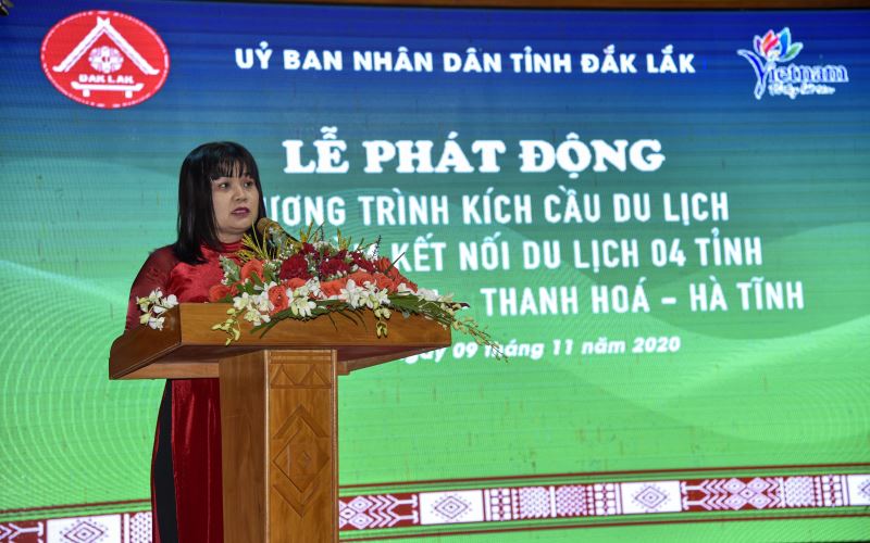 Phó Chủ tịch UBND tỉnh H'Yim Kđoh phát biểu tại buổi lễ