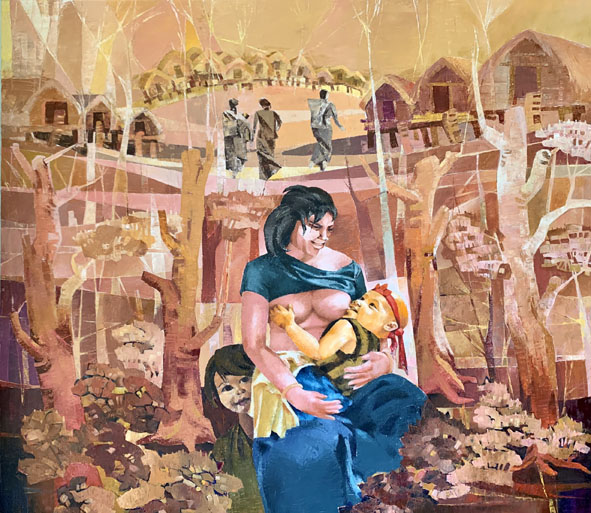 Bức tranh "Đam San của mẹ" của họa sĩ Trần Thanh Long.