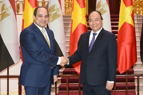 Thủ tướng Nguyễn Xuân Phúc tiếp Tổng thống Ai cập Abdel Fattah Al Sisi. Ảnh: VGP/Quang Hiếu