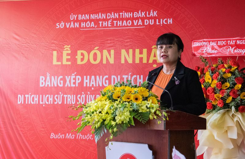Phó Chủ tịch UBND tỉnh H' Yim Kđoh phát biểu tại buổi lễ