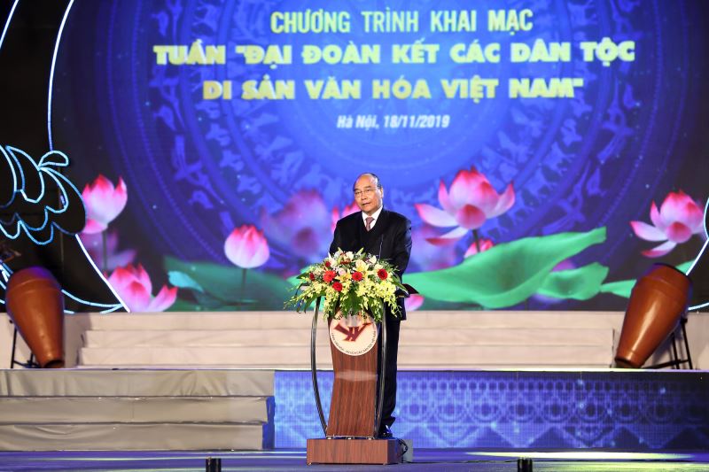 Thủ tướng Nguyễn Xuân Phúc phát biểu tại Lễ khai mạc Tuần "Đại đoàn kết các dân tộc – Di sản Văn hóa Việt Nam" năm 2019